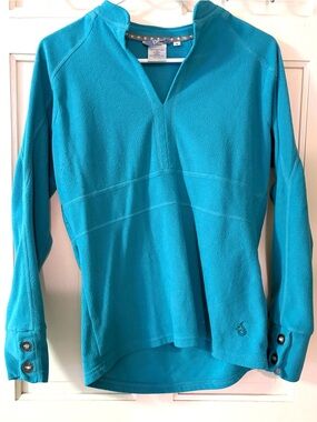 Soft Teal/Blue Fleece Pullover Top Size M Cozy Lounge Sweatshirt